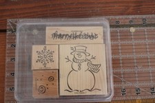 Stampin' Up FROSTY Snowman Winter Happy Holidays Snowflake Snow Wood Stamp