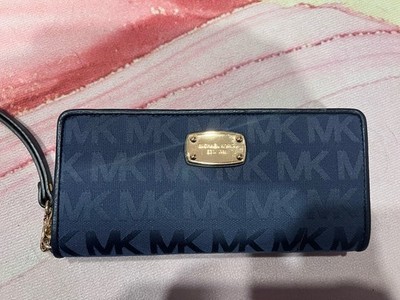 Michael Kors Blue Logo Wristlet Wallet Zipper Women's Designer
