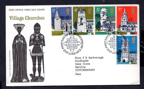 GB - 1972 Village Churches on Canterbury First Day Cover