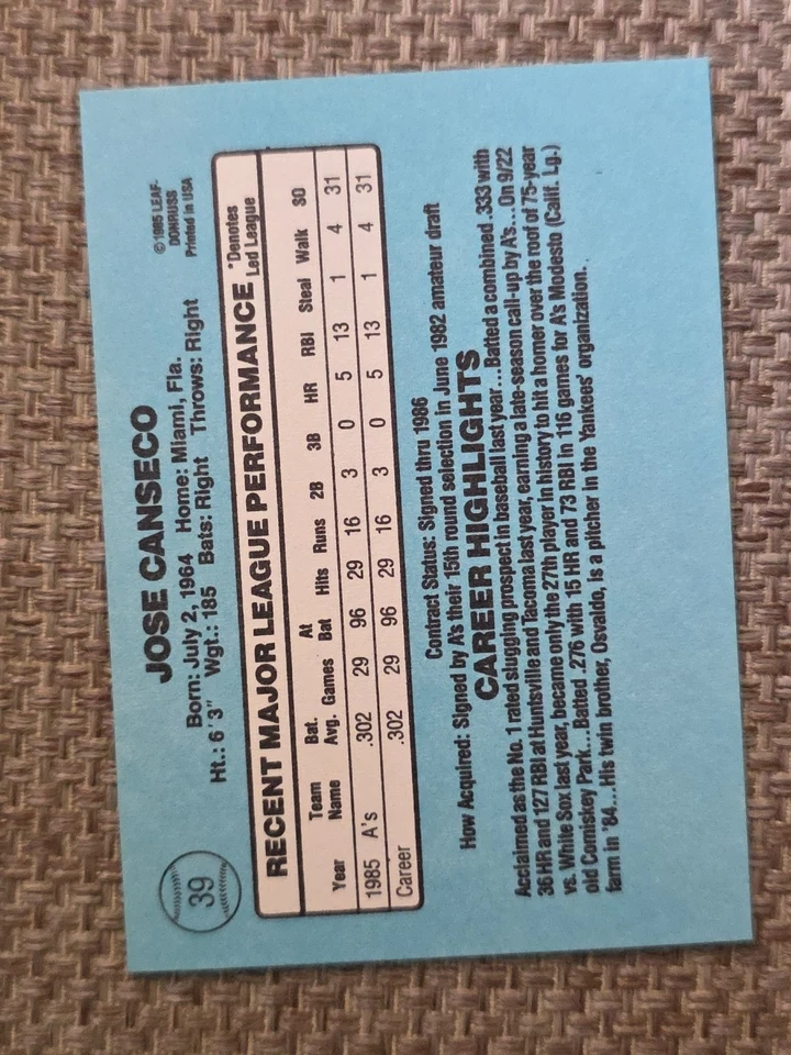 Jose Canseco RatedRookie Foto 3 de 4