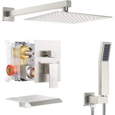 Double Handle 3-Spray 10 in. Tub and Shower Faucet 2.5 GPM in Brushed Nickel