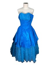 1950s Vintage Cupcake Blue Prom/Party Gown with Crumbcatcher - Size XS