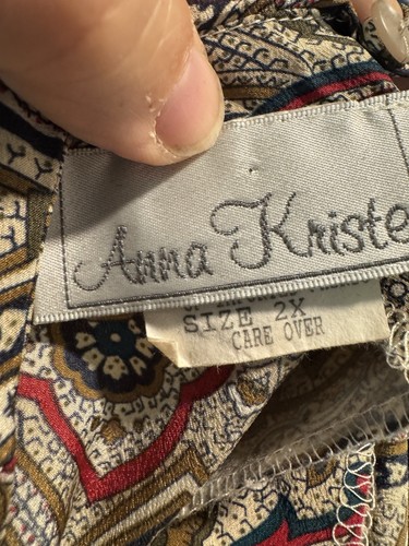 Anna Kristie Vintage Paisley Top 2X Granny Chic Preppy - Picture 4 of 5