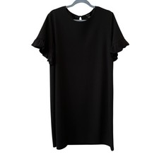 NEW Ann Taylor Black Sheath Dress Size 16 Knee Length Short Bell Flutter Sleeve