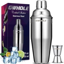 Cocktailshaker Set Cocktailmixer 750ml Bar Zubehör Edelstahl mit Cocktailreze...