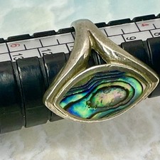 VTG Marquise Abalone Sterling Silver 925 Ring 3.19g Sz 5 Stone: 20 mm H, 18 mm W