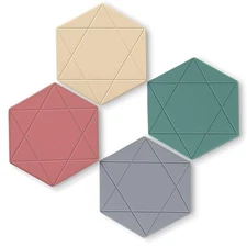 4-Pack Hexagon Silicone Trivet Mats – Heat-Resistant Pads for Hot Dishes, Pot...