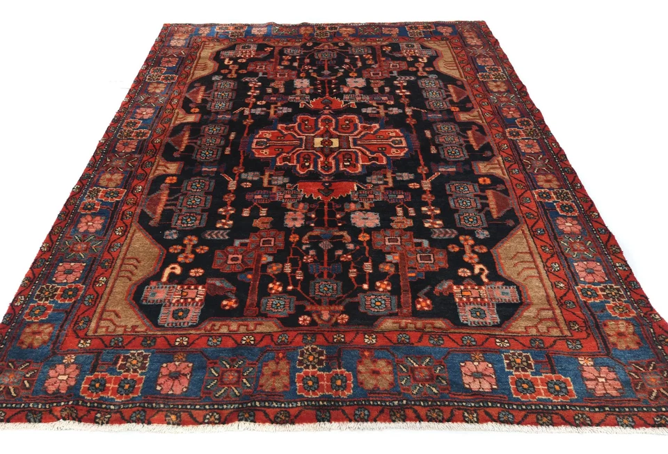 Alfombra floral tribal ciruela vintage 5x8 alfombra oriental de lana anudada a mano Foto 2 de 4