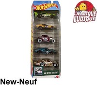 Hot Wheels Schatulle 5 Autos Hw Retro Racers GroßArtig Rod Racing Race JBJ86 Neu