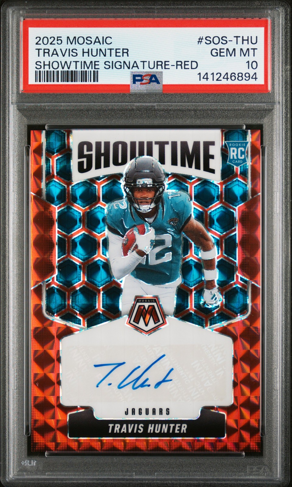 Travis Hunter Panini Mosaic Showtime Signatures #SOSTHU Red