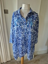 Antica Sartoria By Giacomo Cinque Ladies One Size Blue & White Blouse Shirt