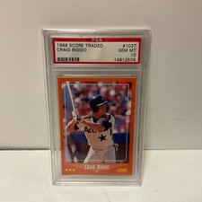 Craig Biggio (Astros) 1988 Score Traded #103T RC Rookie Card - PSA 10 GEM MINT. rookie card picture