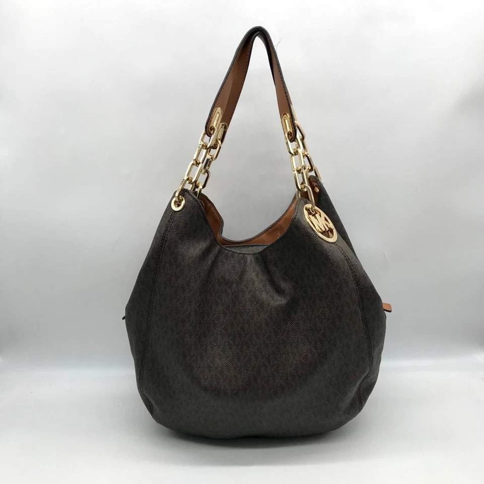 Michael Kors Brown Monogram Canvas Lillie Shoulder Bag - Image 2 of 4
