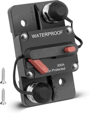 300A Circuit Breaker Fuse Holder 3/8" Screw Studs W/Manual Reset Switch DC 12-24