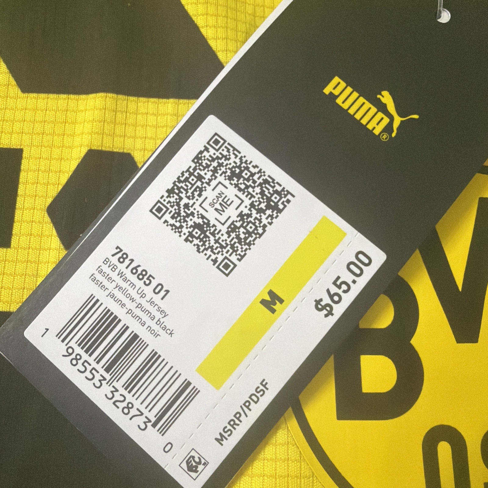 Puma Borussia Dortmund BVB 09 Yellow and Black Soccer Jersey Size Medium image 7