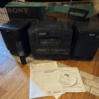 Sony CFD-550 Boombox CD Cassette AM/FM Mega Bass Remote Rotary EQ Black