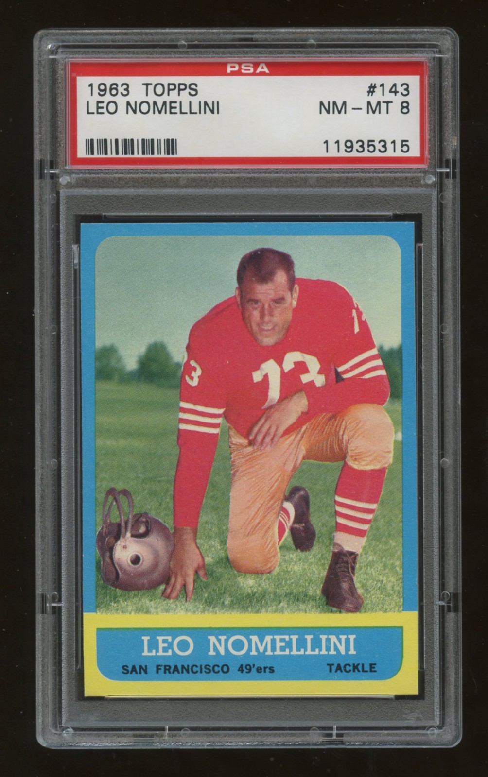 1963 Topps #143 Leo Nomellini 49ers HOF PSA 8 centered