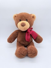 Aurora Brown Teddy Bear w/ Red Bow Plush Stuffed Animal Toy 13" 2021