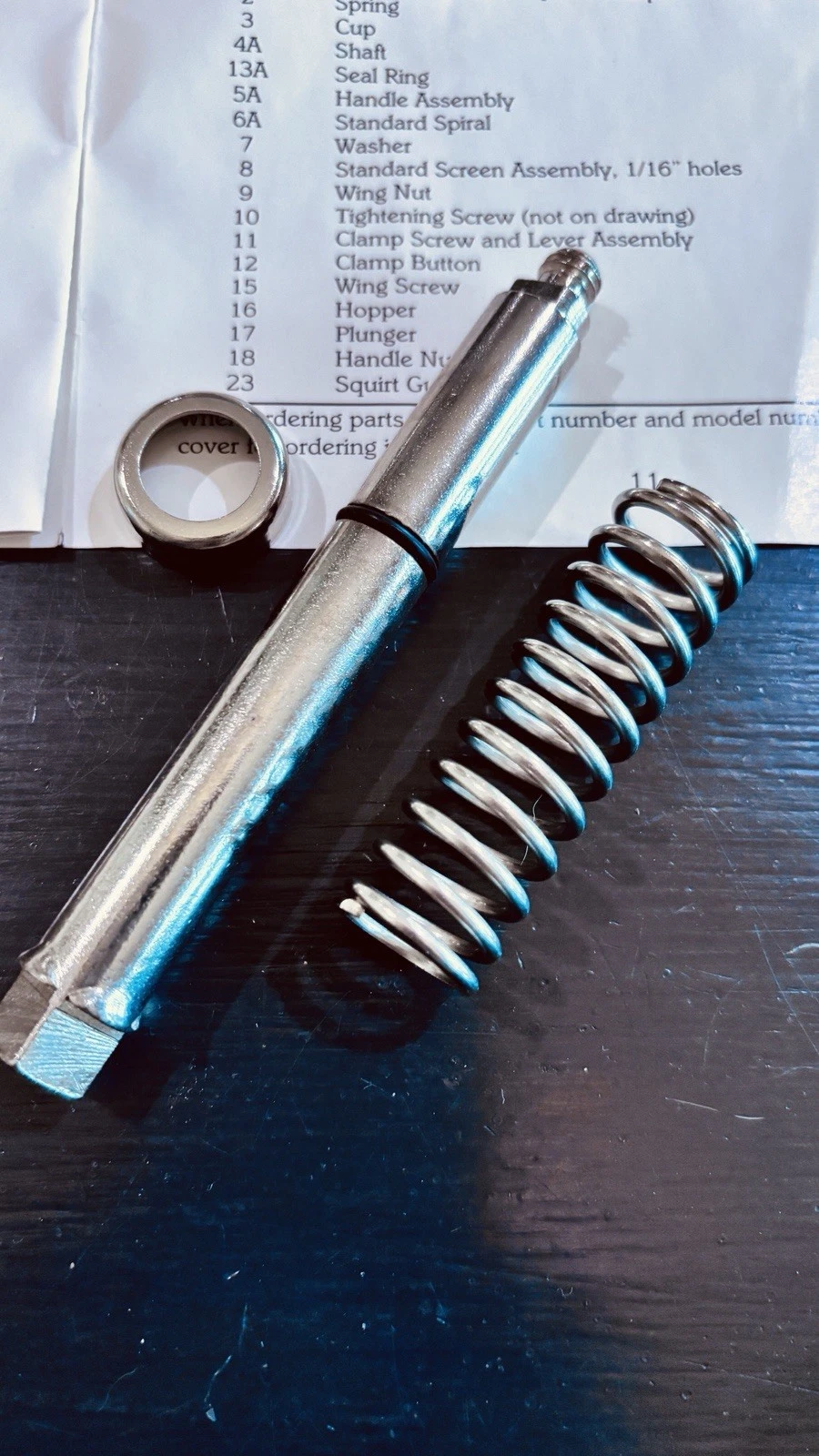 Vintage Victorio 200 NEW Replacement Parts Shaft Spring Seal Cap