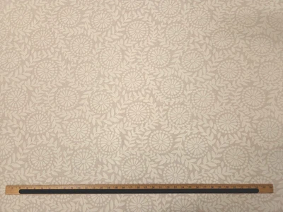 P/KAUFMANN P Kaufmann FLOCK BOTANICAL IVORY Beige Tan Textured Floral Drapery Uph Fabric