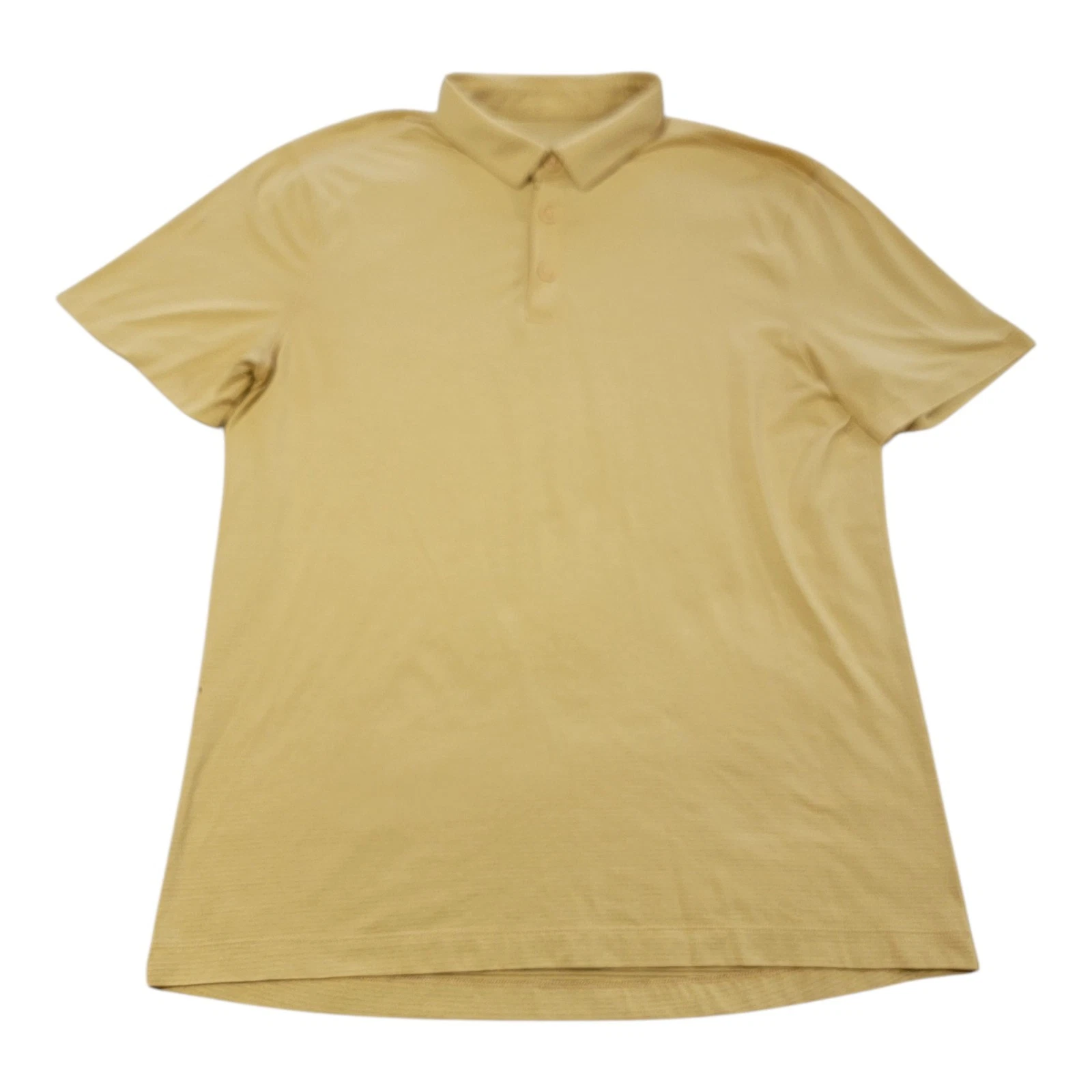 Lululemon Basic Short Sleeve Polo Shirt Men's S Yellow Button Collared