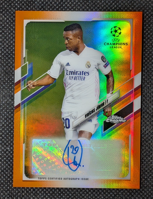 Vini Vinicius Jr 2020-21 Topps Chrome UEFA Orange Auto #/25 Real