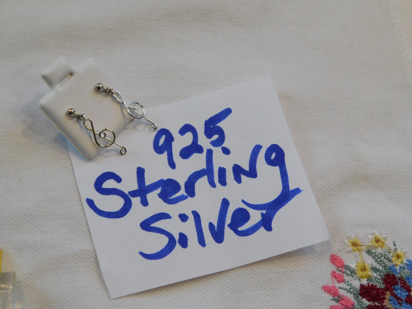 Sterling Silver Dangling Musical Note Earrings 92… - image 5