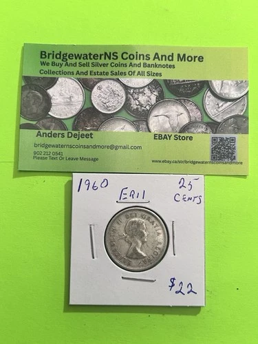 1960 CANADIAN ELIZABETH II YOUNG EFFIGY SILVER QUARTER AG.  STARTING  BELOW MELT