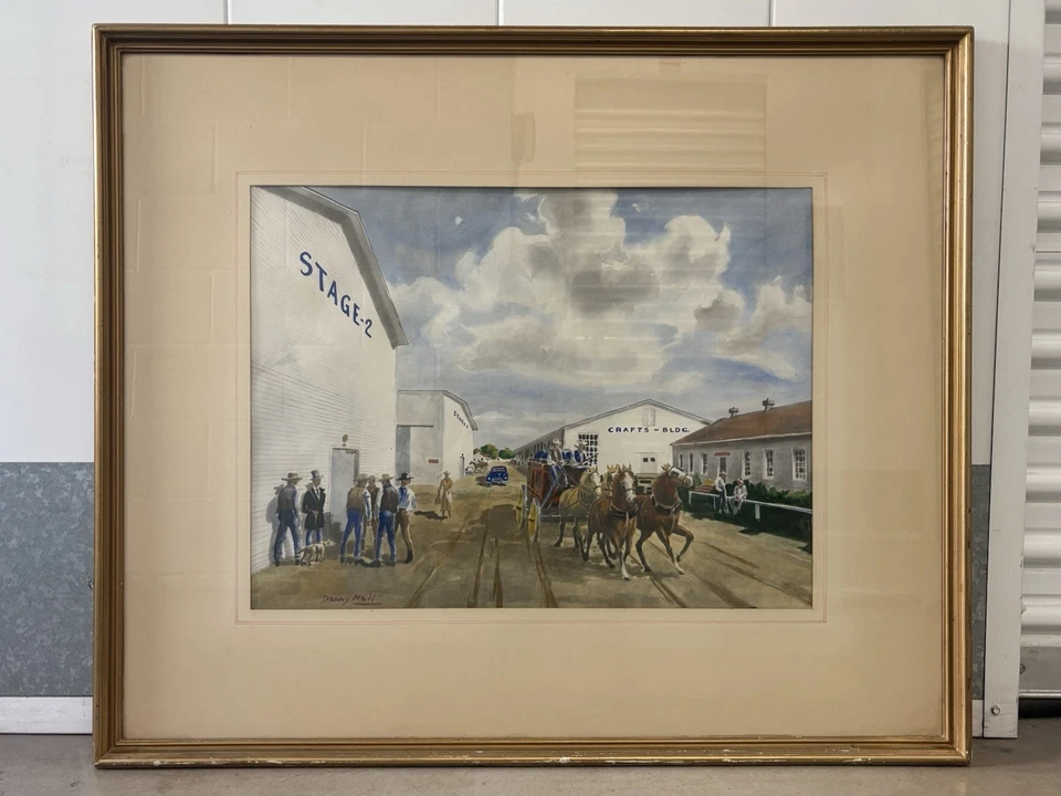 🔥 RARO Pintura Caballo Vaquero Película de Hollywood Antiguo Oeste Americano Años 40 De Colección, SALA Foto 2 de 4