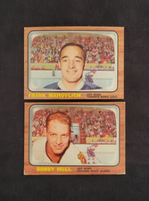 1966-67 TOPPS 2 CARDS LOT FRANK MAHOVLICH #77 BOBBY HULL #112 HOF NHL