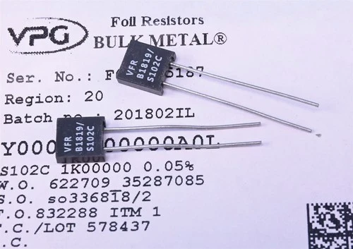 2 Vishay Precision Bulk Metal Foil Resistor 1 kOhms ±0.05% 0.6W Through Hole  - product listing photo