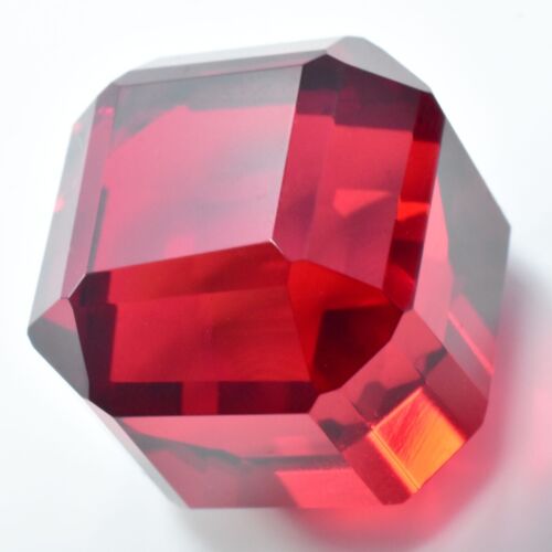 Lab-Created Extremely Rare Ruby Red Cube Cut 61.30 Ct CERTIFIED Loose Gemstone - Picture 3 of 5