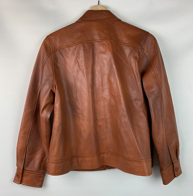 The Territory Ahead ブラウンレザージャケット The Territory Ahead Jacket Brown Leather Collared Zip Pockets