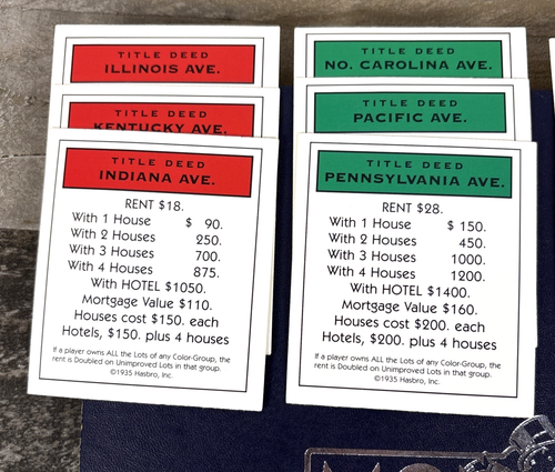 Monopoly Deluxe Anniversary Edition PROPERTY Title DEED CARDS JB38 - Picture 2 of 6