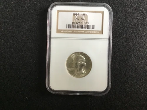 1939 Washington Quarter Coin 25c NGC MS66