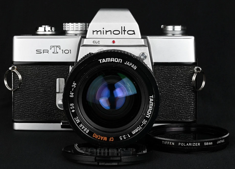 Minolta SR-T101 Chrome 35mm Film SLR +Tamron 35-70/3.5 CF Macro Lens &Straps Kit - Image 4 of 4