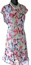 Nue Options Womens Dress Flare Floral Print Sleeveless Summer Multi Stretch 1X 