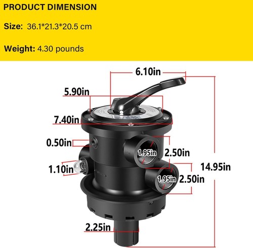 SP0714T top-mounted control valve for above-ground Pro, VL series sand filter - Picture 7 of 10