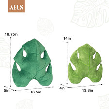 2 Set 3D Monstera Leaf Throw Pillows 18"  14" Plush for Living Room Decor Green