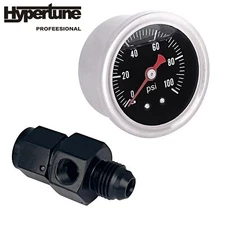 Liquid 0-100psi Fuel Pressure Gauge Regulator Gauge 1/8" NPT W/ 6AN Adapter