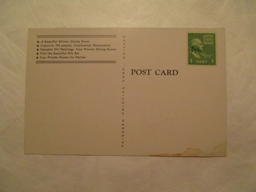 Chicago Illinois Postcard Jacques French Restaurant IL - Picture 2 of 2