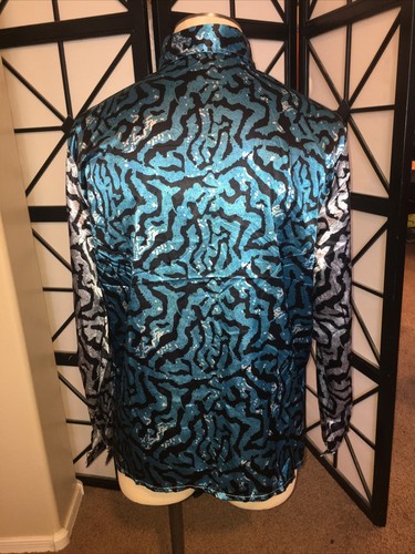 Unbranded Men’s Long Sleeve Shirt 2XL Blue/Black Swirl Design W/Sleeves Silver - Picture 2 of 3