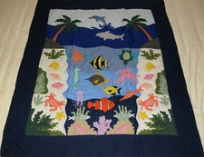Hawaiian quilt Under The Sea crib comforter, baby blanket, wall hanging