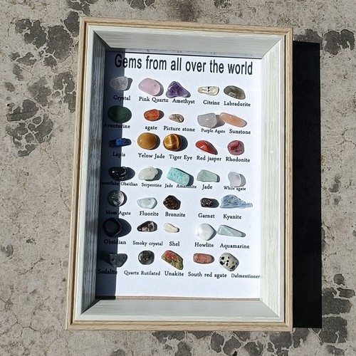 Handmade Framed Rock Gem Crystal Quartz Collection Decor In Shadow box - Picture 7 of 12