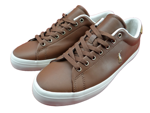 Zapatillas Polo Ralph Lauren LONGWOOD Lace unisex marrón tostado talla 42 UK8 cuero - Imagen 3 de 11