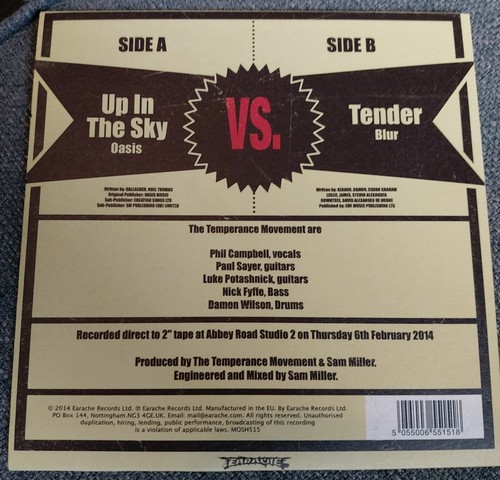 Temperance Movement Up In the Sky/Tender 7" Vinyl Single RSD 2014 - Picture 2 of 4