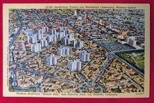 40's Linen Postcard-Parklabrea Towers Wilshire District Los Angeles, CA-Pristine