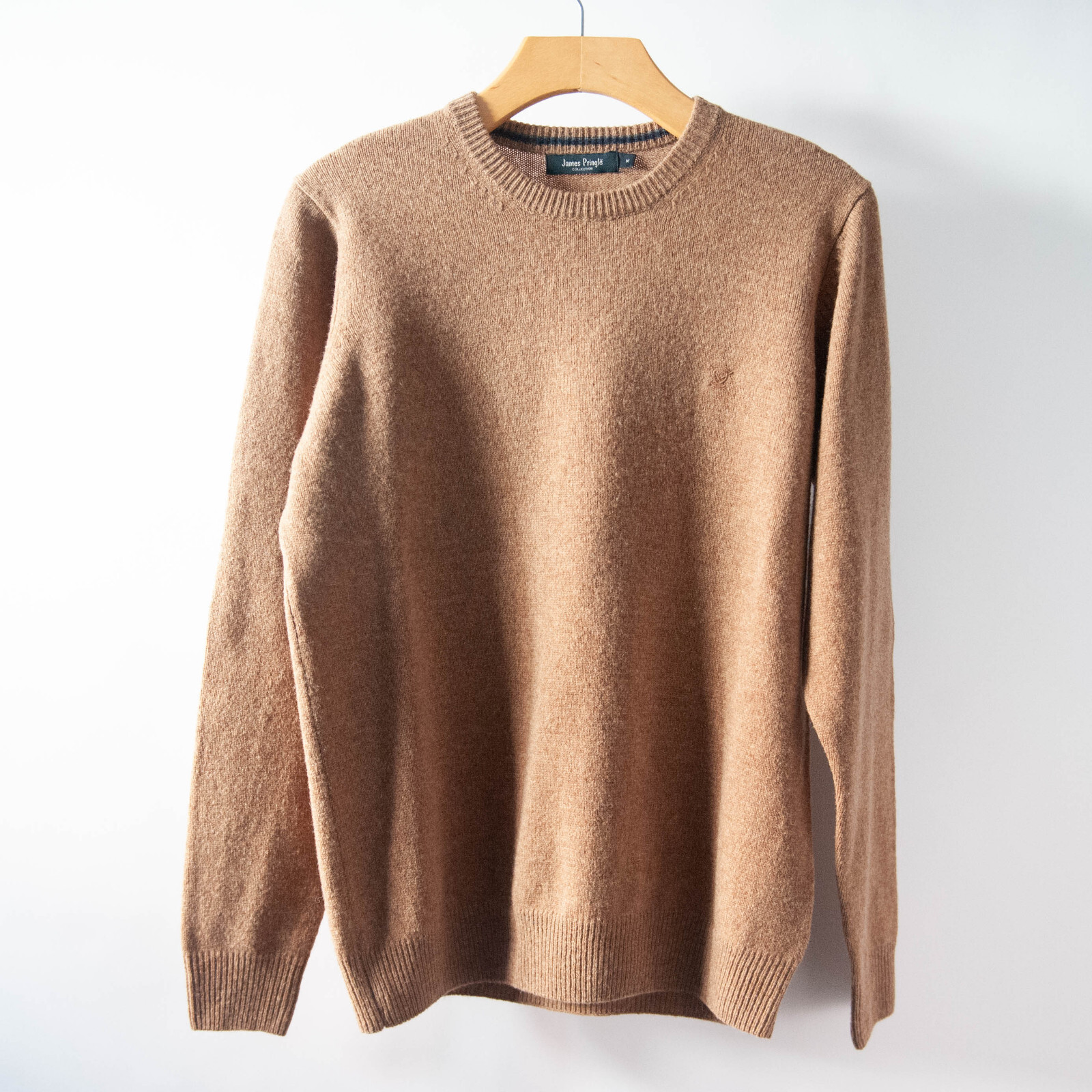 James Pringle Scottish Wool Crew Neck Sweater in Tan/Camel M | eBay