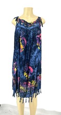 J & J Fashion Rayon CrissCross Neckline Floral Print Blue Casual Summer Sundress