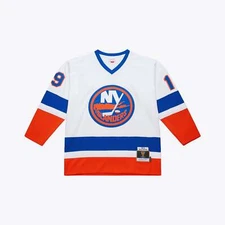 MENS MITCHELL & NESS NHL WHITE JERSEY ISLANDERS 1980 BRYAN TROTTIER